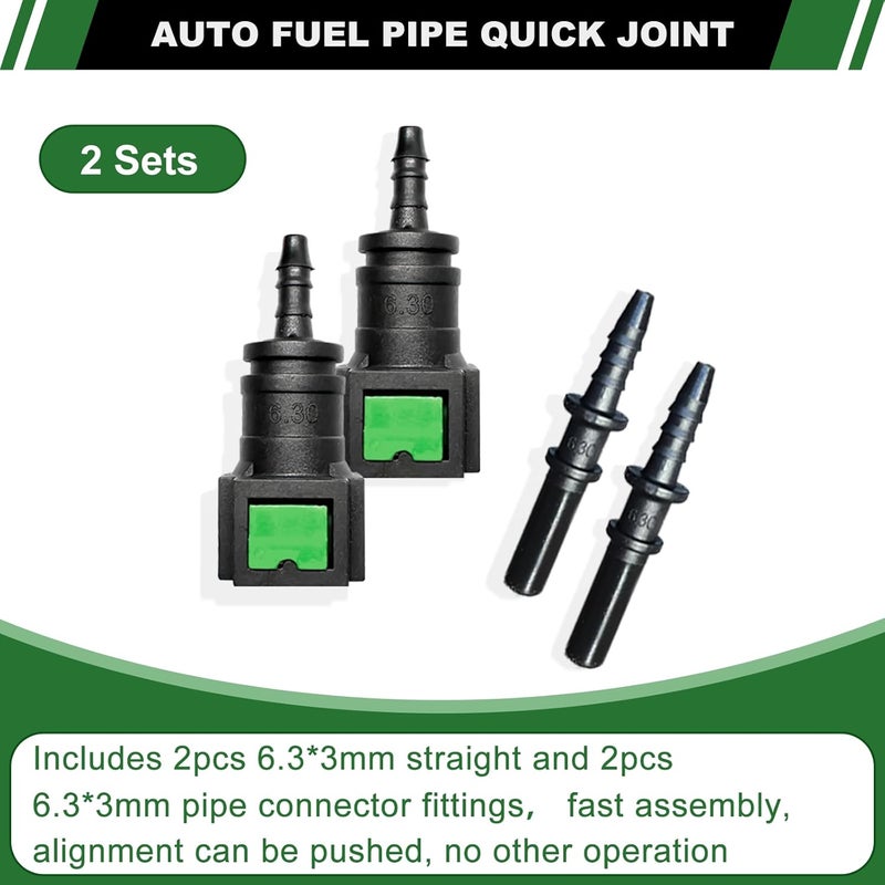 Japtend Fuel Line Quick Connect Set, 2 Sets Fuel Line Hose Quick Release Connect Fittings Include Straight Pipe Connector SAE 6.3mm to ID 3mm - Image 5